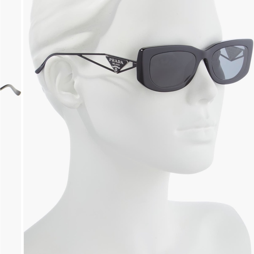 Prada Black Rectangular Sunglasses 53mm